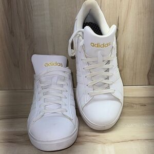 Adidas Women's White and Gold Sneakers